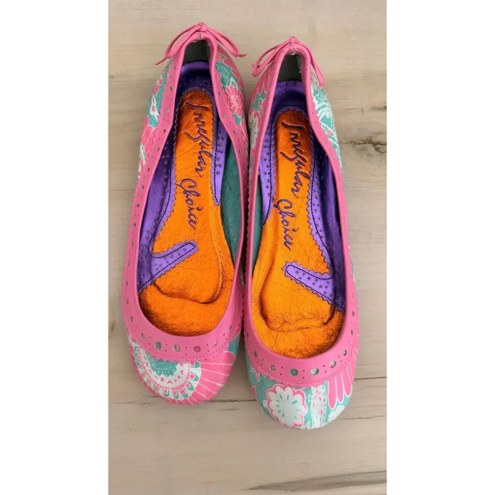 Irregular Choice Pink Mint Floral Paisley Ballet Flats Whimsical 7.5